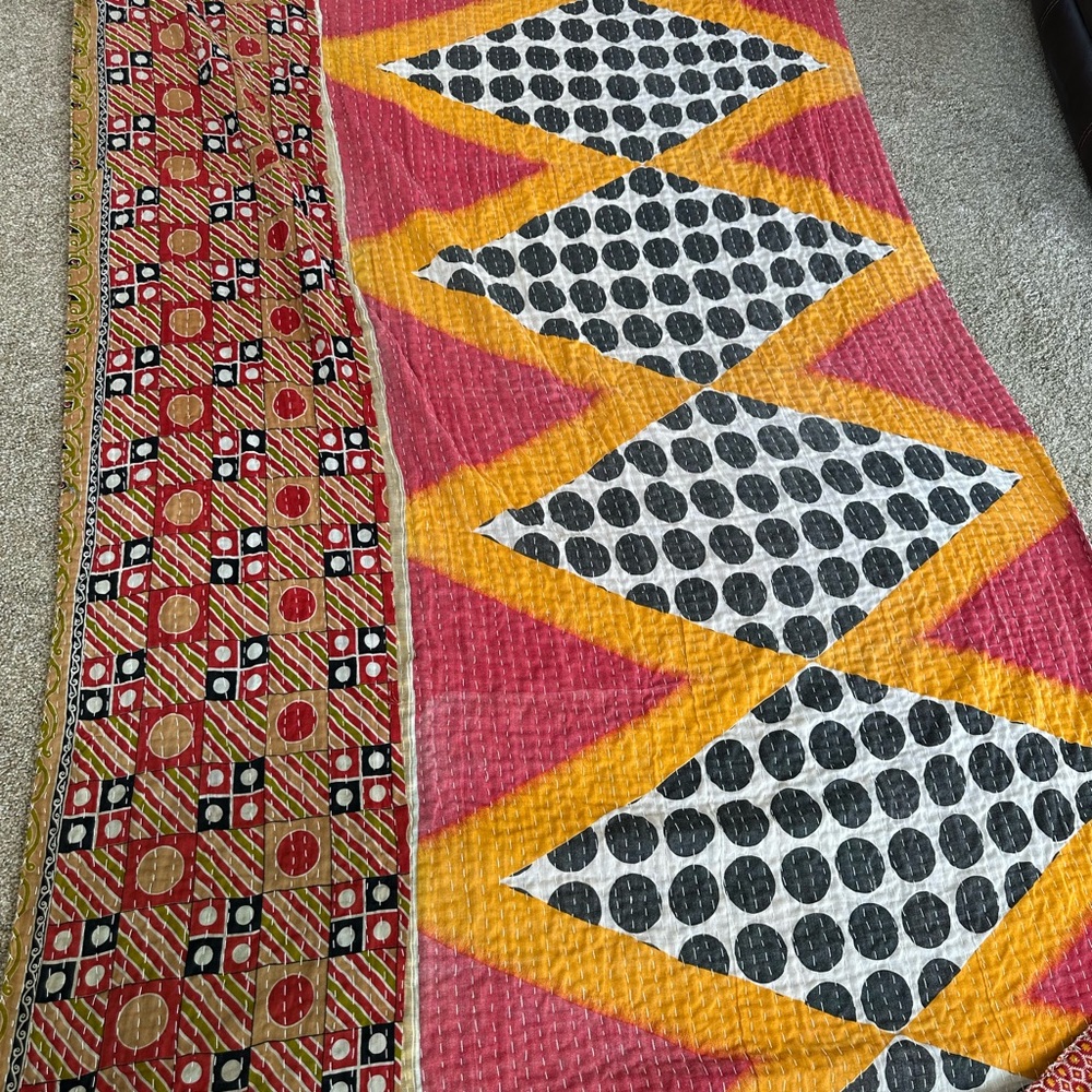 K19 Vibrant Multicolor Reversible Kantha Quilt